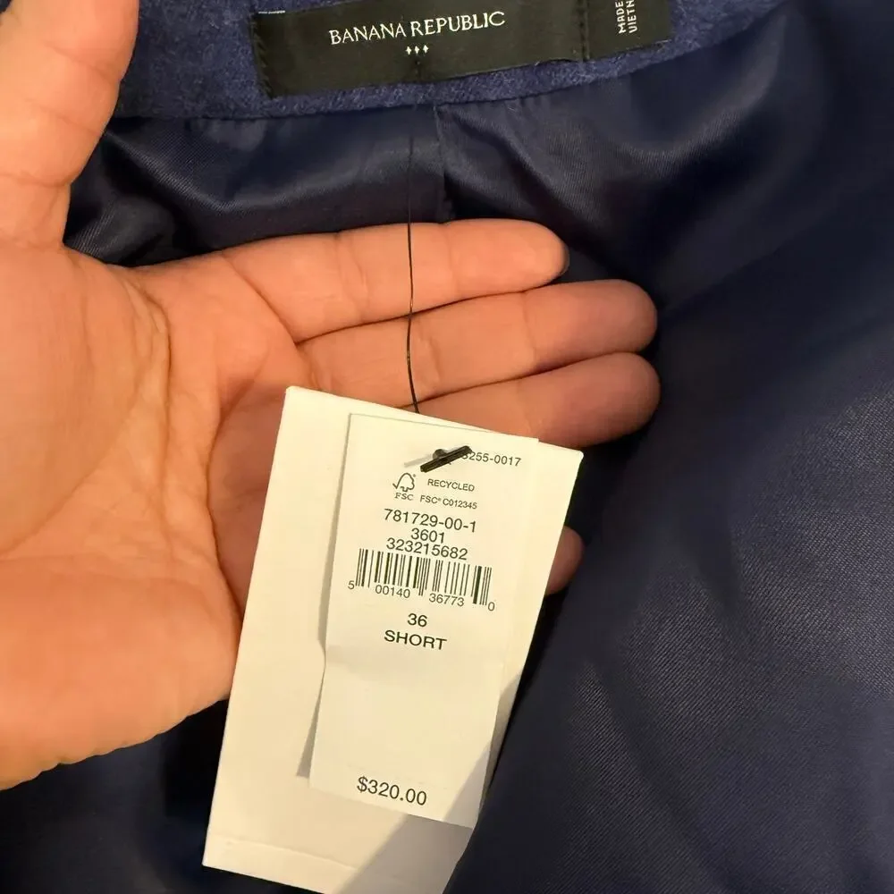 Banana Republic Mens Tailored-Fit Soft Flannel Suit Jacket, Blue, 36 Short
